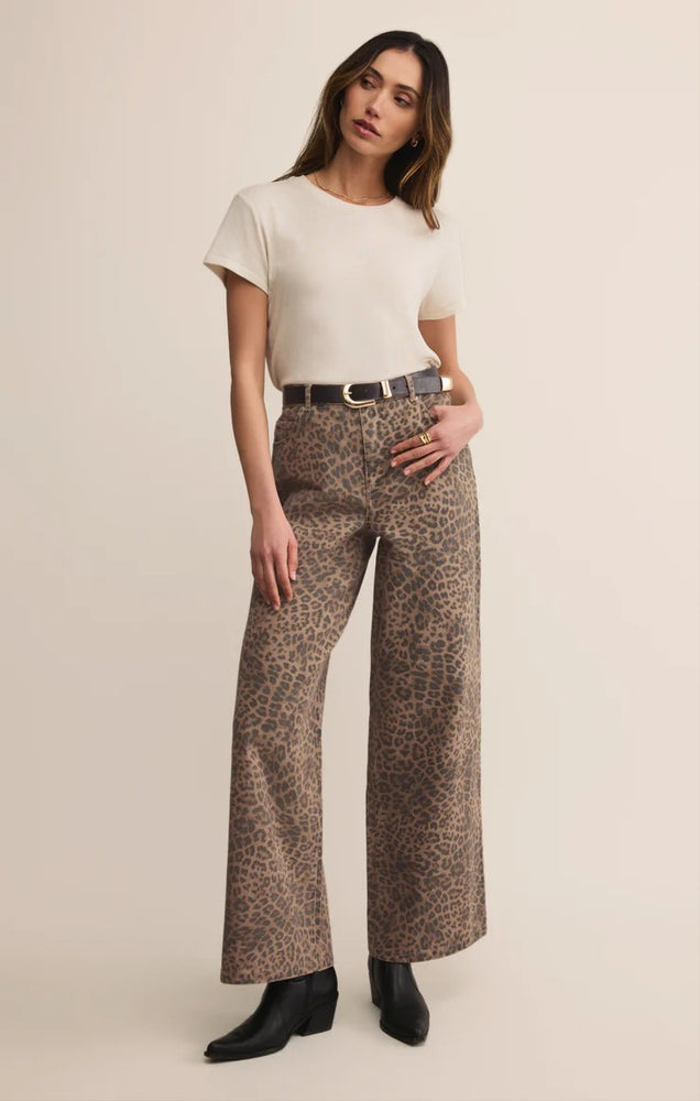 Marli Denim Leopard Pant Desert Tan