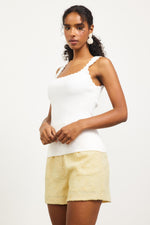 Scalloped Rib Tank Off White