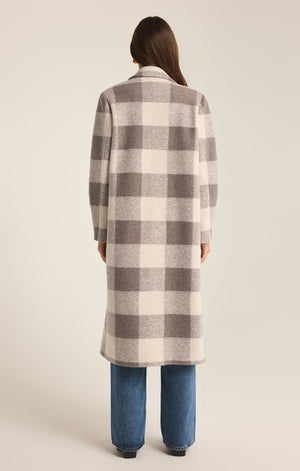 Conway Buffalo Plaid Coat Slate Grey