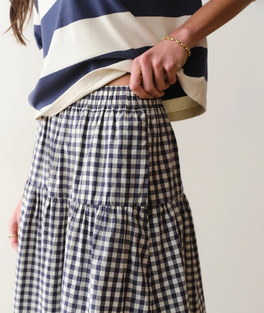 Gia Poplin Skirt Navy Gingham – Mapel Boutique