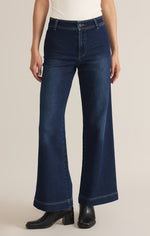 Rilynn Wide Leg Denim Trouser Dark Rinse