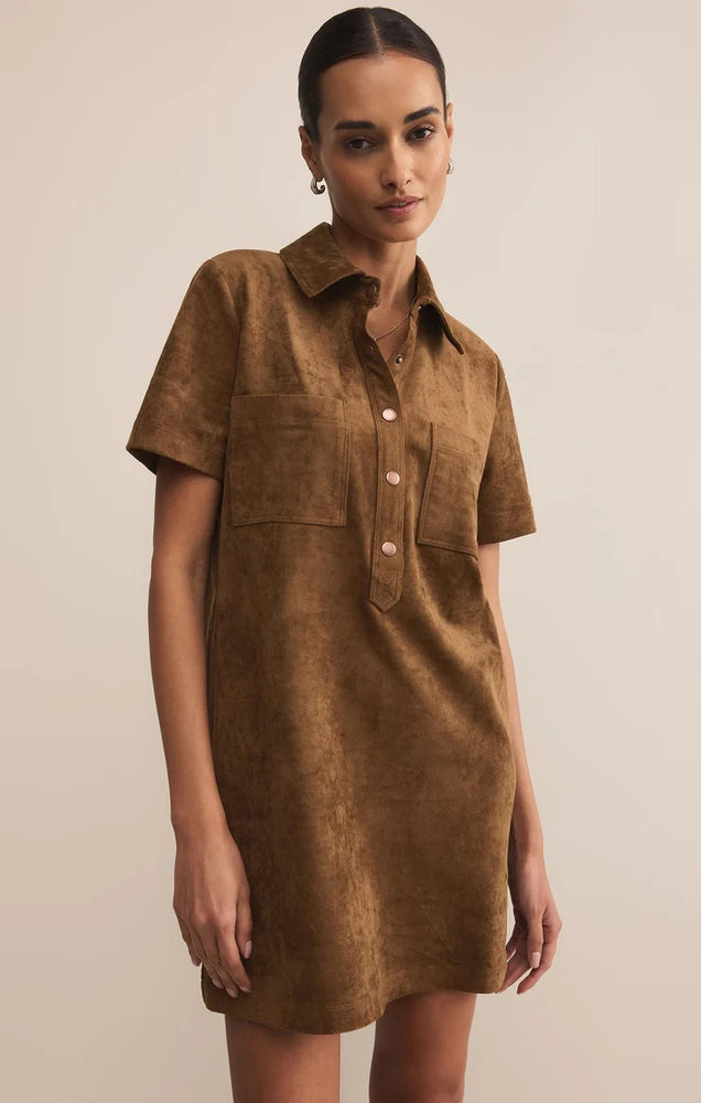 Kellie Faux Suede Mini Dress Coconut
