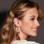 Whitney Chevron Beaded Fringe Earrings Muted Rainbow