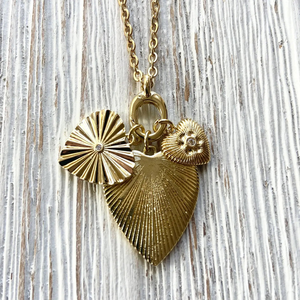Triple Charm Heart Necklace