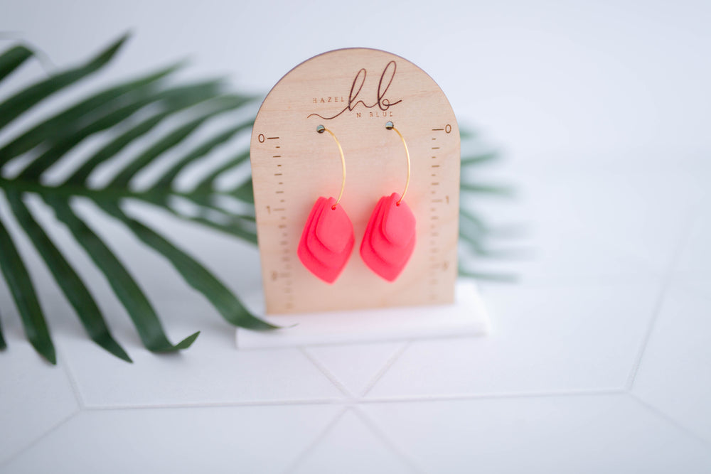 Clay Earrings Stacked Hoops Flamingo