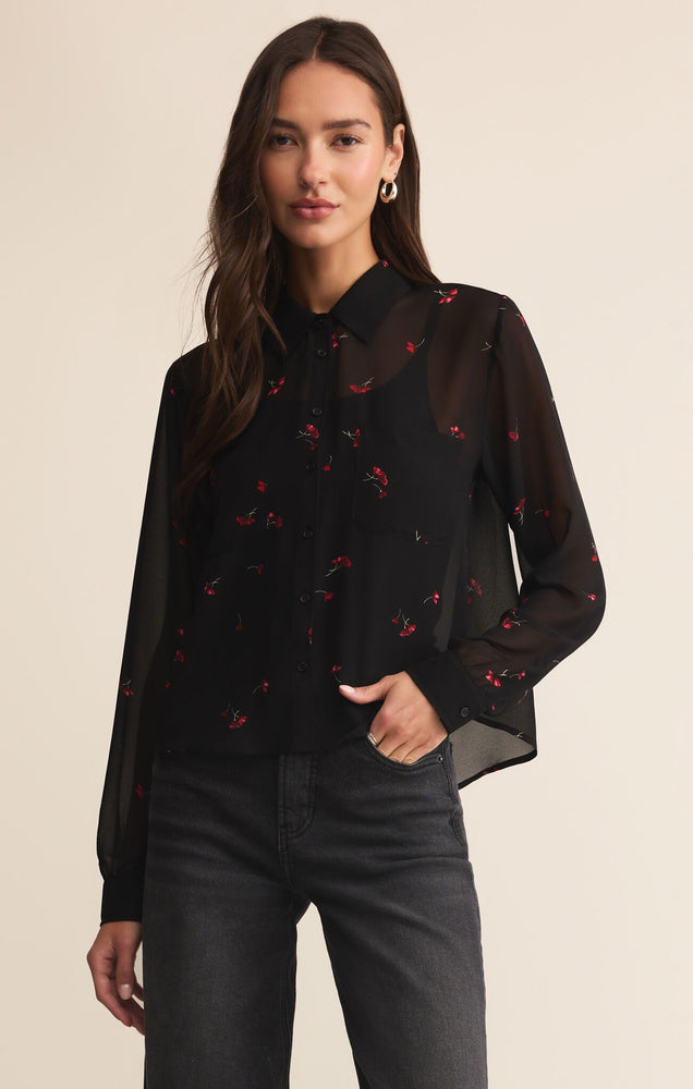Vivienne Rio Floral Top Black