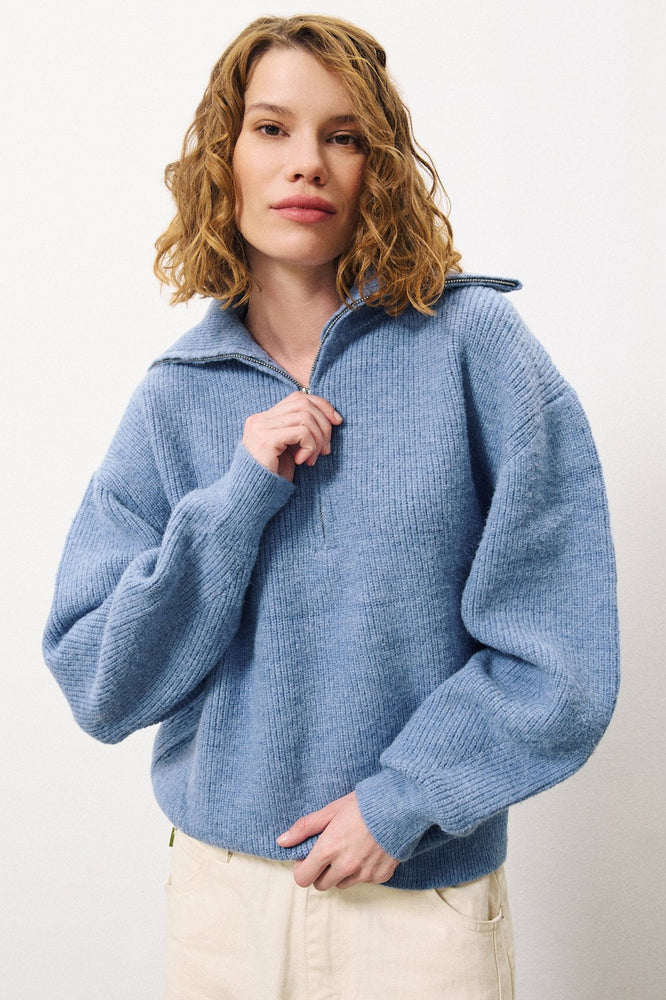 Naomi Half Zip Sweater Blue