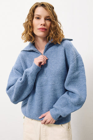 Naomi Half Zip Sweater Blue