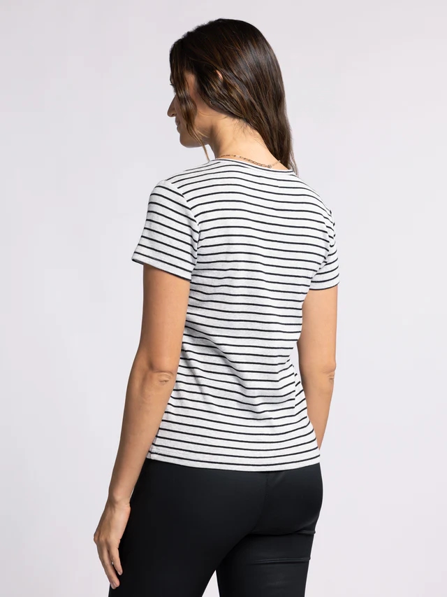 Lexi Tee Heather Grey Black Stripe