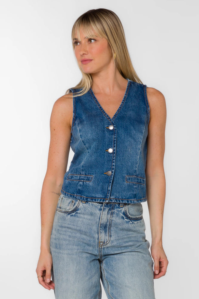 Dellis Denim Vest Evian Blue