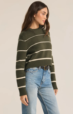 Milan Stripe Sweater Grape Leaf