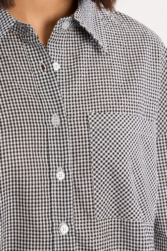 black white gingham dress shirt The Black Tux & White Gingham Shirt In Black | Size: Large