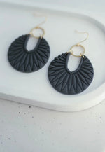 Clay Earrings Art Deco Dangles - Shadow