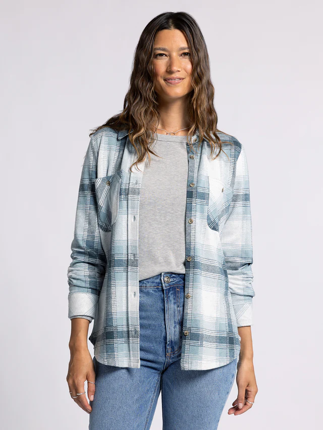 Lewis Top Cream Teal Plaid