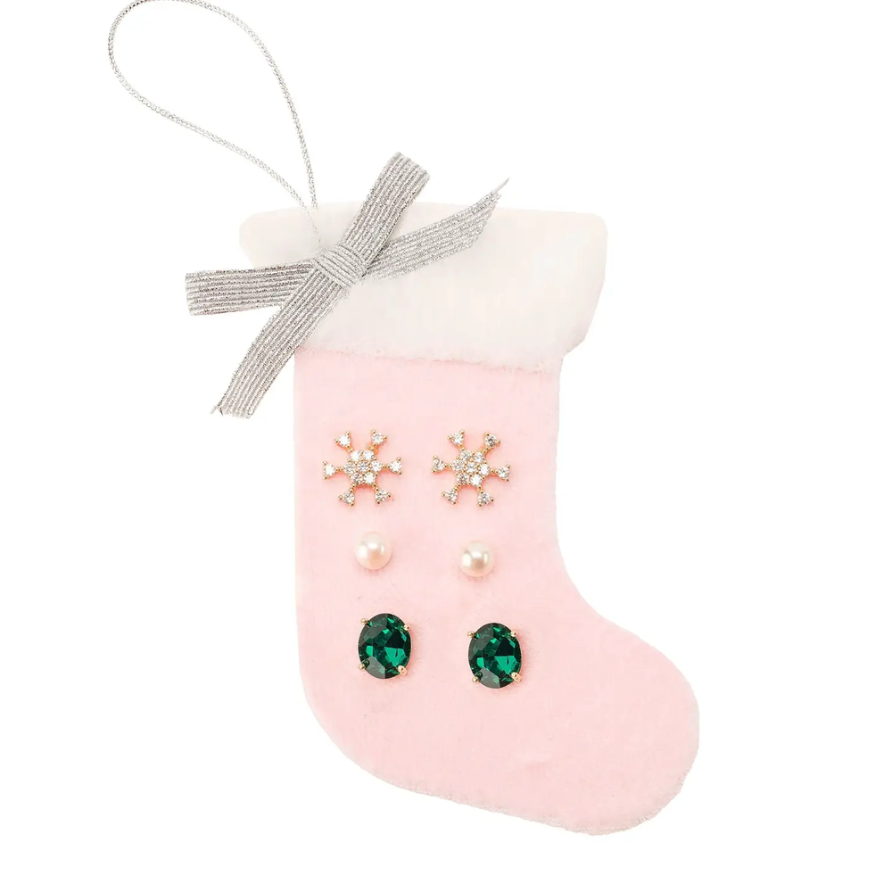 Holiday Stocking Earring Trio - Emerald