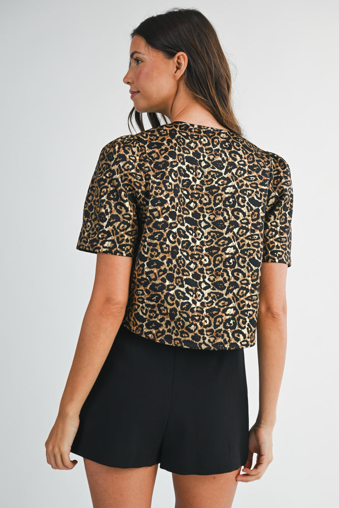 Lexi Front Bow Top Leopard