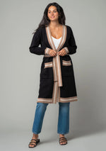 Work It Tie Waist Cardigan Black/Taupe