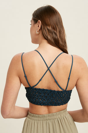 
            
                Load image into Gallery viewer, Wishlist Cross Back Lace Bralette Teal
            
        