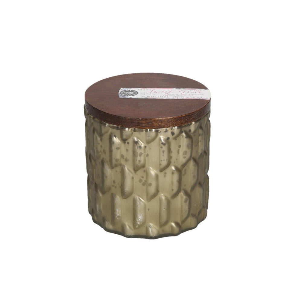 Silver Mercury Textured Candle w/ Wooden Lid Sweet Grace
