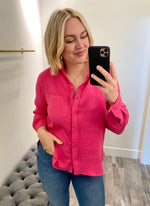 Bennett Long Sleeve Button Up Shirt Hot Pink
