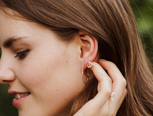 
            
                Load image into Gallery viewer, Petite Triangle Studs Crystal Quartz, 14k Gold Filled
            
        