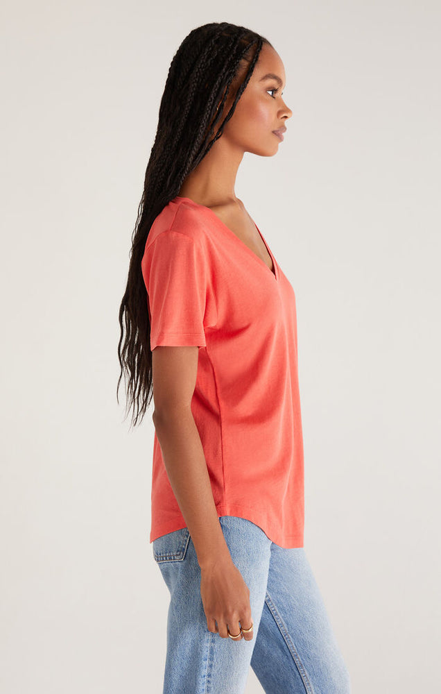
            
                Load image into Gallery viewer, Kasey Modal V Neck Tee Firecracker
            
        