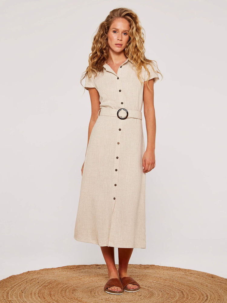 
            
                Load image into Gallery viewer, Vintage Button Linen Dress Stone
            
        