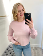 Cropped Balloon Sleeved Sweater Lilac