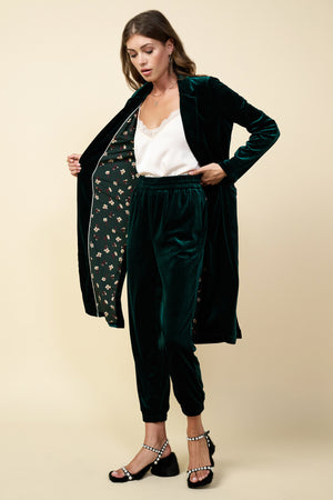 Velvet Duster Coat Hunter Green