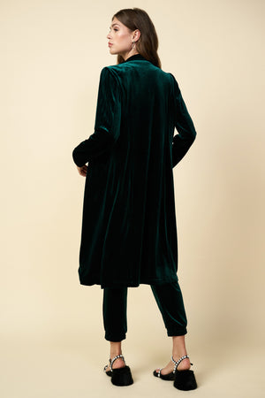 Velvet Duster Coat Hunter Green