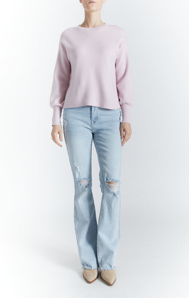 Cropped Balloon Sleeved Sweater Lilac