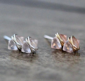 
            
                Load image into Gallery viewer, Pike Studs Rose Quartz
            
        