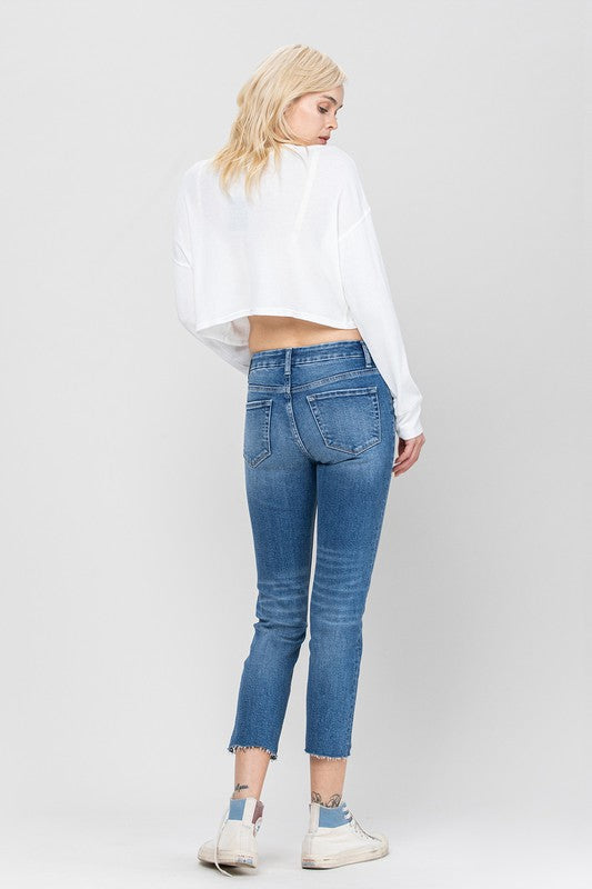 
            
                Load image into Gallery viewer, Carlene Mid Rise Slim Straight Crop Midnight in Paris
            
        