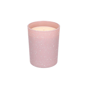 Frosted Pink White Speckled Candle Sweet Grace