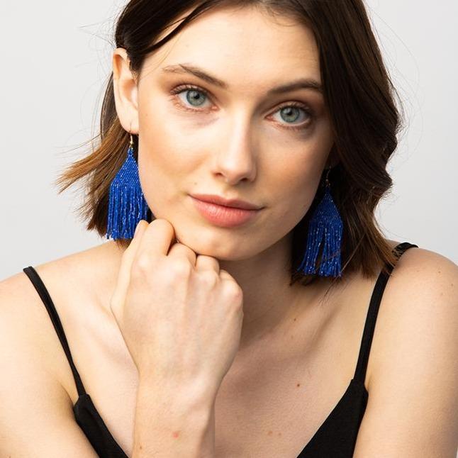 
            
                Load image into Gallery viewer, Lapis Luxe Petite Fringe Earrings
            
        