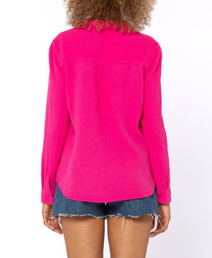 
            
                Load image into Gallery viewer, Bennett Long Sleeve Button Up Shirt Hot Pink
            
        