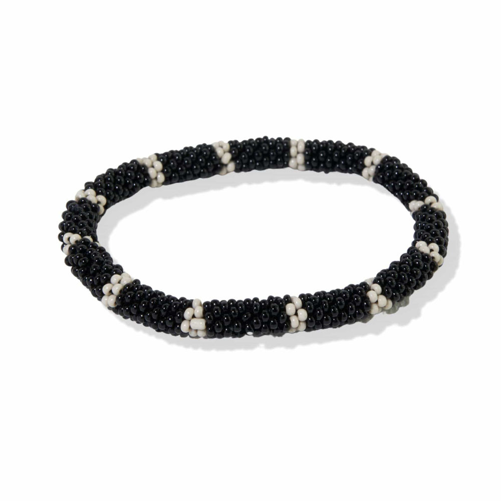 Black and Ivory Stripe Slide and Stack Bracelet