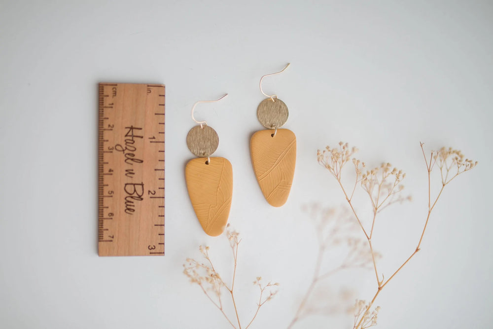 Clay Earrings Mustard Botanical
