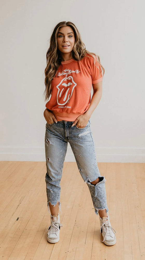 
            
                Load image into Gallery viewer, The Rolling Stones Raglan Graphic Tee Red
            
        