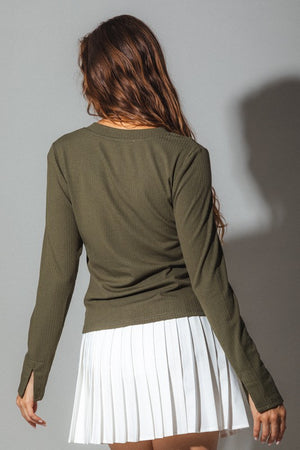 
            
                Load image into Gallery viewer, Andrea Button Detail Long Sleeve Top Olive
            
        