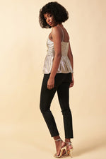 Metallic Twisted Cami Top Champagne
