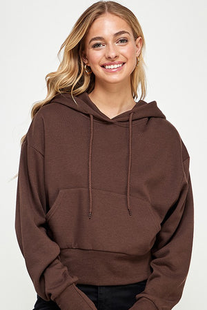 
            
                Load image into Gallery viewer, Whitney Fleece Crop Hoodie Chocolate
            
        
