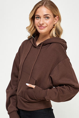 
            
                Load image into Gallery viewer, Whitney Fleece Crop Hoodie Chocolate
            
        