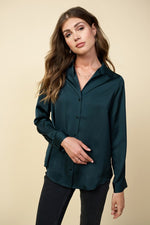 Recycled Button Down Top Astro Green