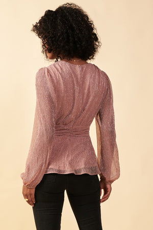 Metallic Mesh Blouse Rose