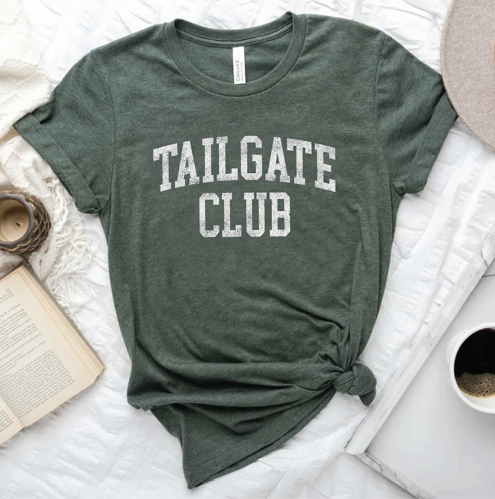 
            
                Load image into Gallery viewer, Tailgate Club Graphic Tee Heather Forest
            
        