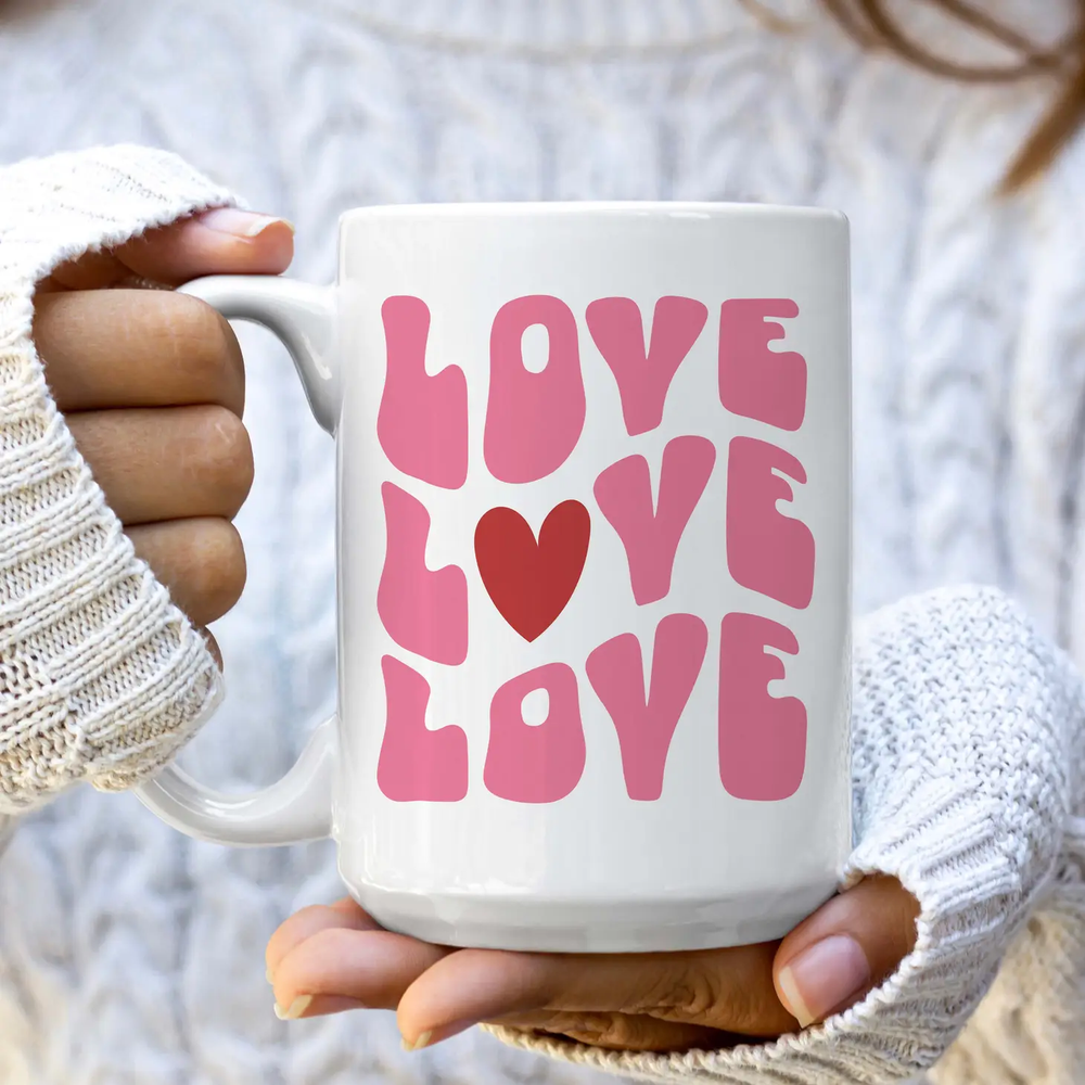 Love Love Love Ceramic Mug 15oz