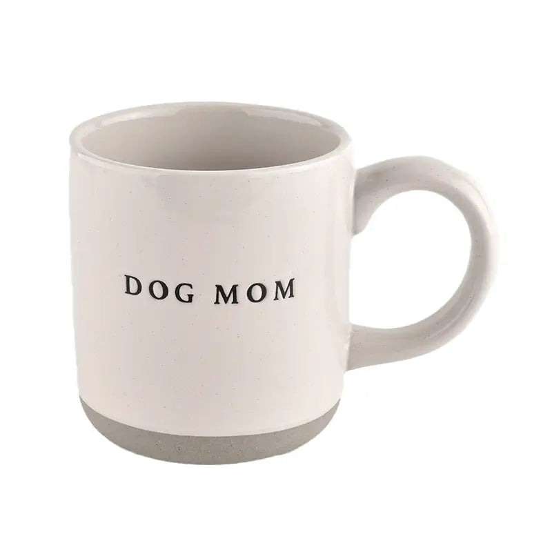 
            
                Load image into Gallery viewer, Cream Stoneware Mug 14oz - Dog Mom
            
        