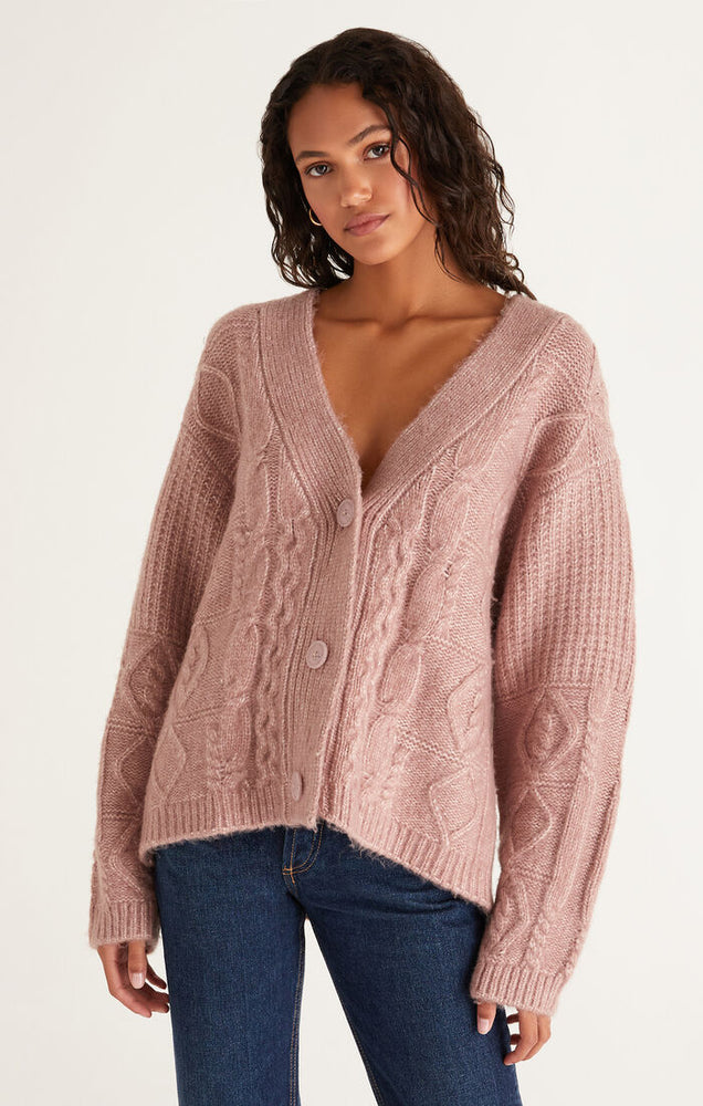 Ryleigh Cable Knit Cardigan Sweet Pink