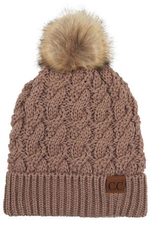 
            
                Load image into Gallery viewer, Ribbed Knit Beanie w/ Fuzzy Lining Taupe
            
        